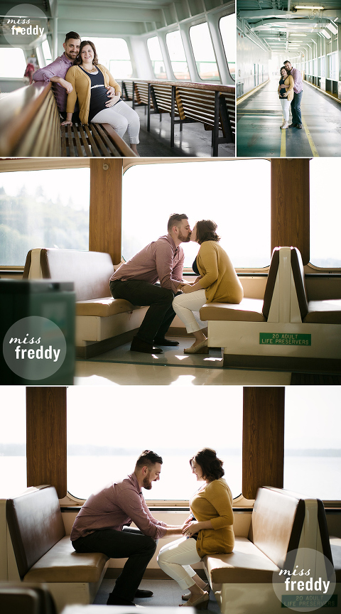 Love this incredible maternity photo session on a ferry by Seattle maternity photographer, Miss Freddy!
