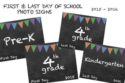 Document the big back-to-school day with a FREE first day of school photo sign, designed by Miss Freddy (a kids photographer in Seattle)! Simply print the necessary grade for your child and have them hold it for a quick photo!