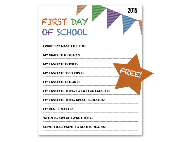 Document the big back-to-school day with a FREE interview printable, designed by Miss Freddy (a kids photographer in Seattle)! A great way to keep track of your child's handwriting & personality each year.