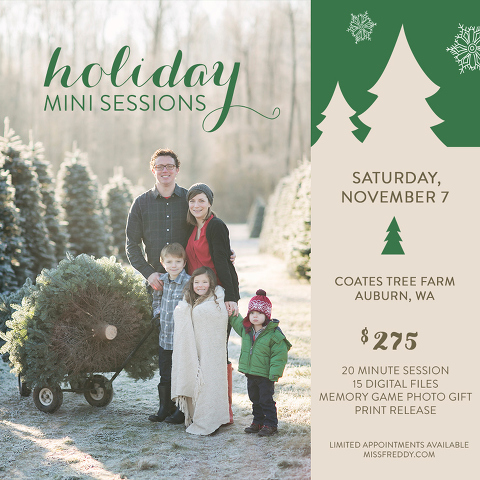 A holiday photo session in Seattle with Miss Freddy is the perfect way to get quick, affordable, beautiful family photos for your Christmas cards!
