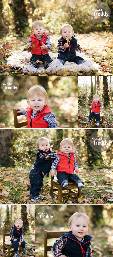 An adorable photo session with one year old twins by Miss Freddy, Seattle twins photographer.