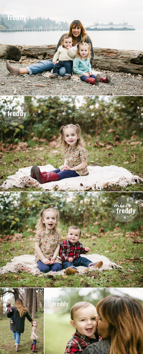 A cute family beach photo session by Miss Freddy, West Seattle kids photographer.