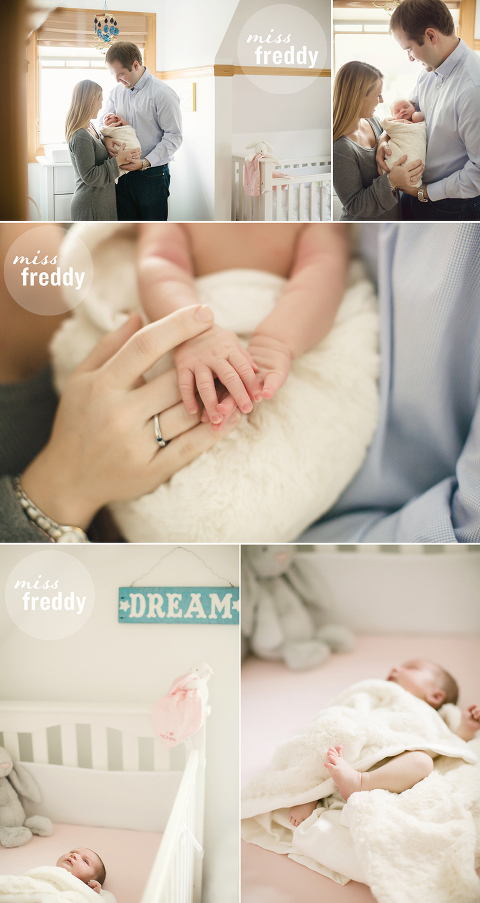Love this in home newborn photo session by Miss Freddy, newborn photographer in Seattle.