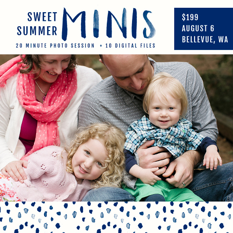 Seattle summer mini sessions with Miss Freddy are a great deal for updated family photos! They include the digital files and a print release!