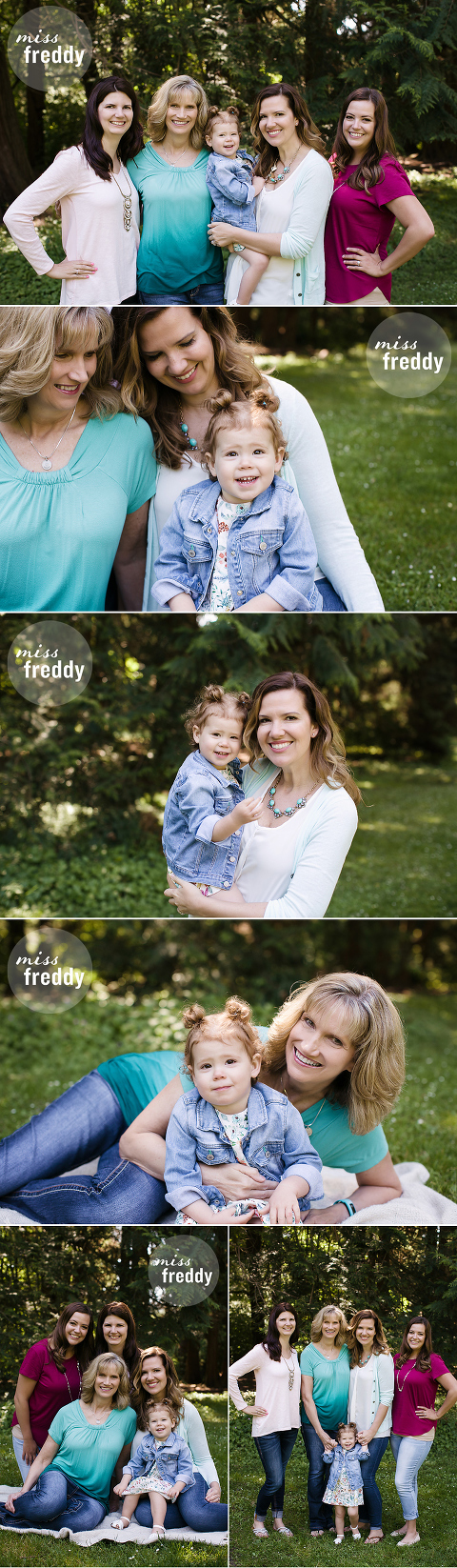 A cute extended family photos by Miss Freddy, a family photographer in Denver.