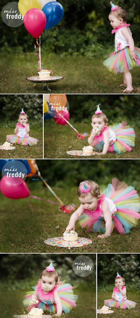 Love this adorable cake smash photo session by Denver baby photographer, Miss Freddy!  