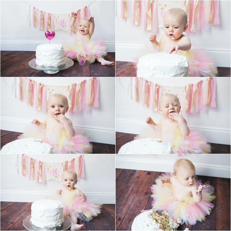 Love the idea of a first cake smash! Photo session by Miss Freddy, a family photographer in Denver Colorado.