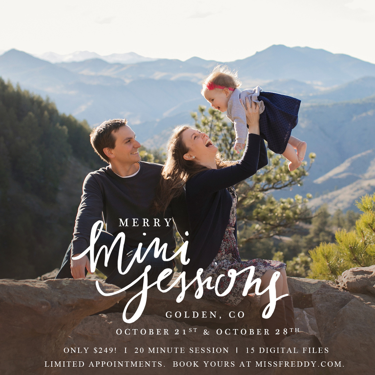 Hooray! Fall Mini Sessions in Colorado! Join me October 21 or 28th for some fun family photos at a great price... just in time for holiday cards!