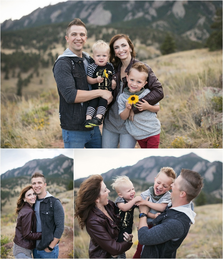 Love these family photos in Boulder Colorado. This fun family plus a stunning Flatirons backdrop made for a gorgeous session!