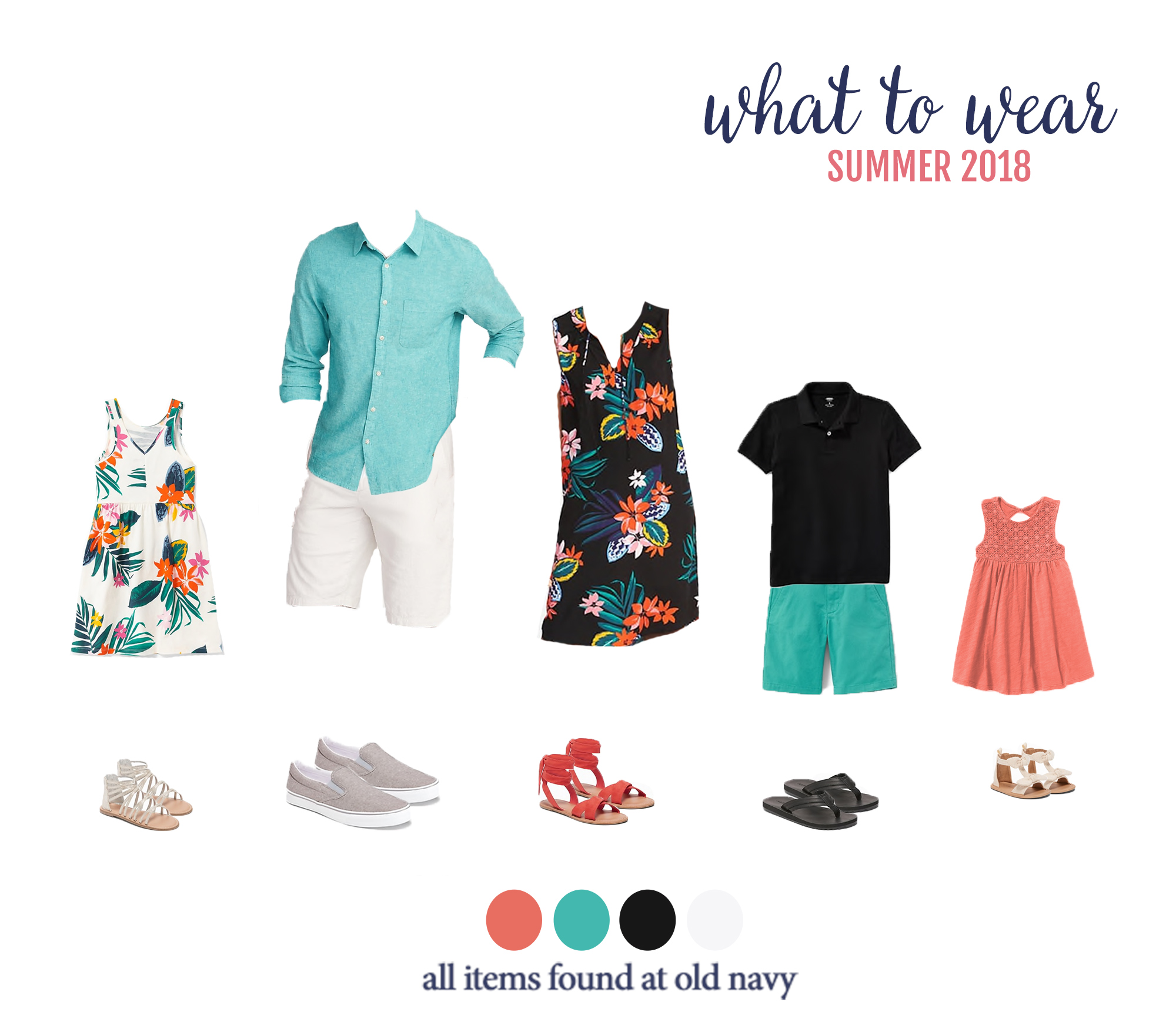What to wear for summer family photos... check out these cute and affordable looks for the entire family! Perfect for summer photos with Miss Freddy.