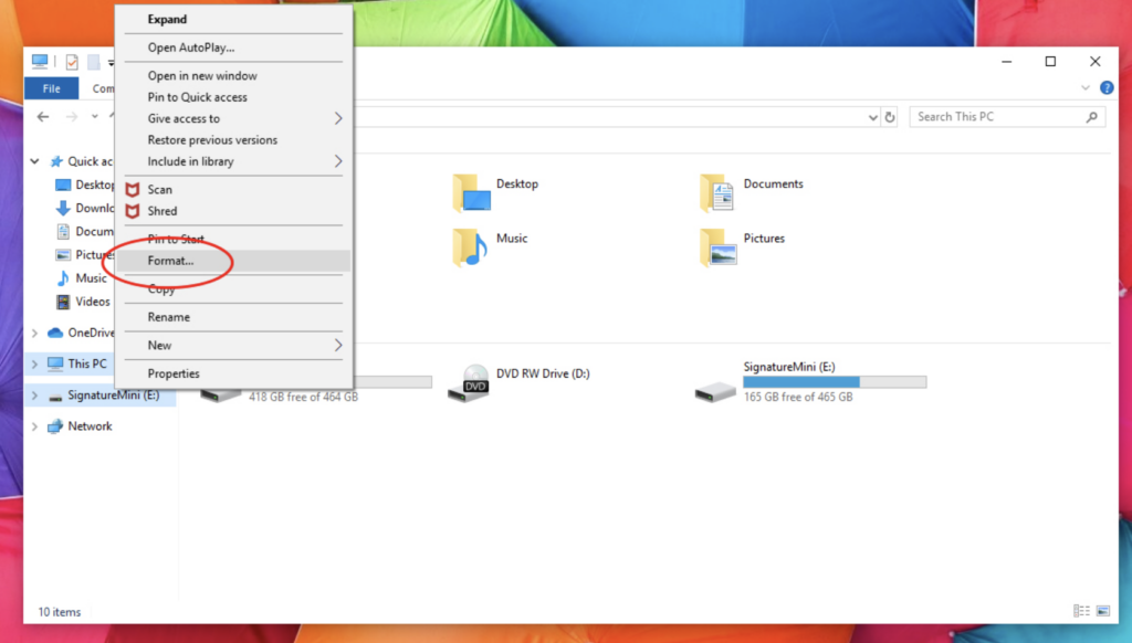 how to format an external hard drive on PC