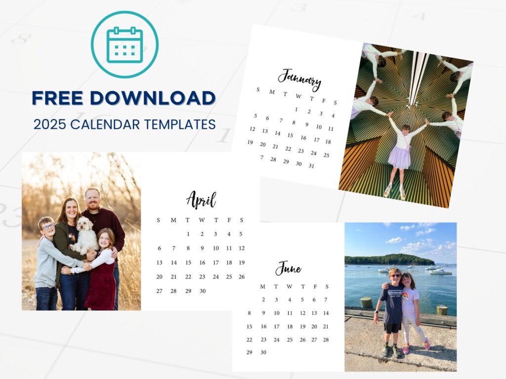 free calendar template to create a photo calendar in the project life app